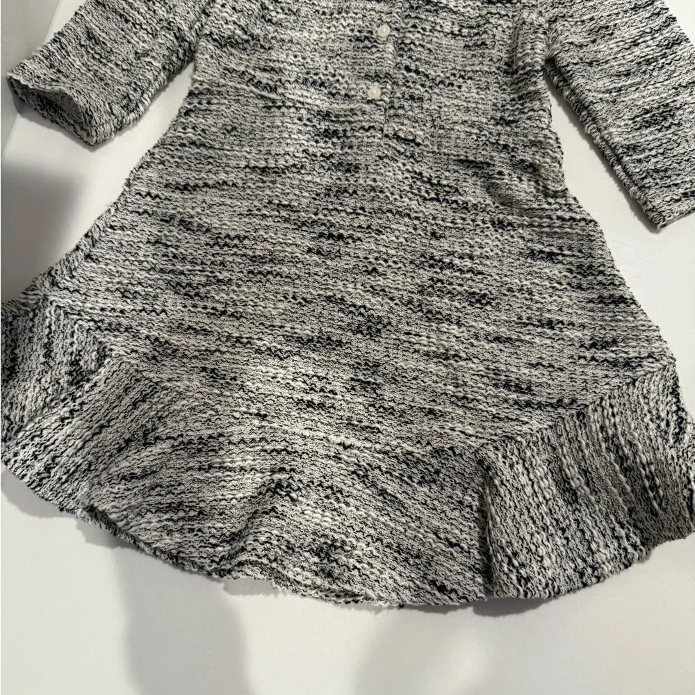 Janie and Jack Gray Tweed Dress with White Bow Collar Drop Waist Size 5